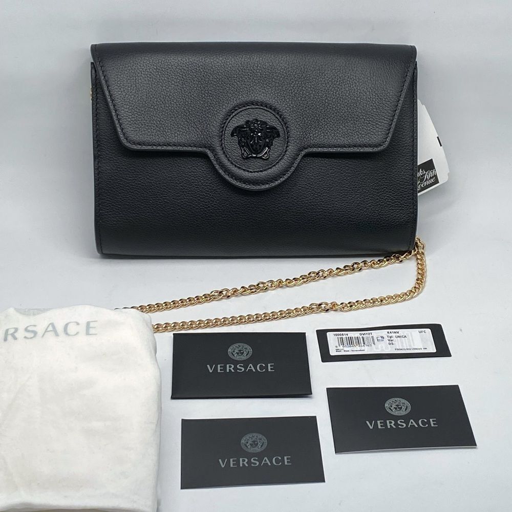 Versace La Medusa Tonal Leather Wallet Crossbody Bag